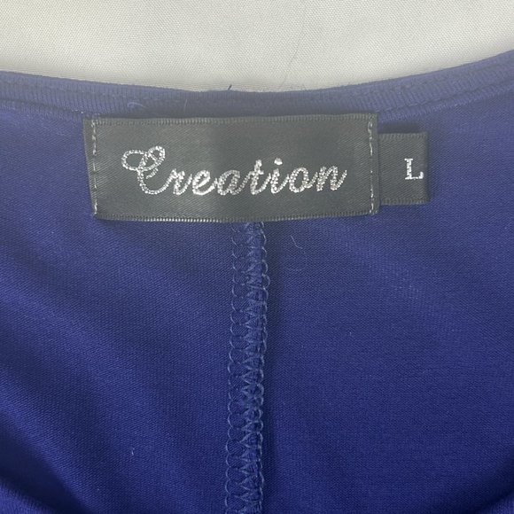 Creation Midi Dress Women Large Purple 3/4 Sleeve‎ Balloon Hem Scoop Neck - Picture 10 of 16